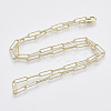 Brass Textured Paperclip Chain Necklace Making MAK-S072-03A-LG-2
