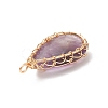 Natural Amethyst Copper Wire Wrapped Pendants PALLOY-JF02016-03-3