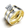 Trendy 316L Titanium Steel Cubic Zirconia Couple Rings for Women RJEW-BB07018-7A-1