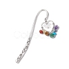 Chakra Gemstone Chip Beaded Tassel Heart Pendant Bookmark with Acrylic Butterfly AJEW-JK00258-1