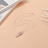 Natural Rose Quartz Geometry Pendant Necklace NJEW-JN04239-03-5