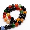 Dyed Natural Agate Faceted Round Beads Strands G-E320B-12mm-05-2