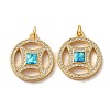 Copper Cash Brass Micro Pave Cubic Zirconia with Synthetic Opal Pendants KK-D096-08G-01-1