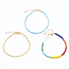 Glass Seed Beads Anklets and Brass Curb Chains Anklets AJEW-AN00315-1