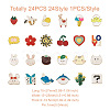 Kissitty 24Pcs 24 Style Bear & Heart & Word & Sun & Gift Box Enamel Pins JEWB-KS0001-10-4