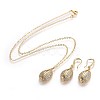 Brass Micro Pave Cubic Zirconia Pendant Necklaces and Dangle Earrings Jewelry Sets SJEW-JS01011-1