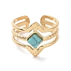Synthetic Turquoise Rhombus Open Cuff Ring KK-A181-VF507-1