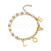 201 Stainless Steel Word Love Charm Bracelet BJEW-A126-04G-1