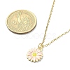 Alloy Enamel Sunflower Pendant Necklace with 304 Stainless Steel Chains NJEW-JN04412-01-3