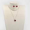 Heart Glass Pendant Necklaces & Dangle Earrings Jewelry Sets SJEW-JS00881-04-6