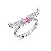 Anti-Tarnish Valentine's Day Cubic Zirconia Heart Angel Wing Finger Rings RJEW-Q814-11P-1