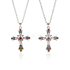 ANATTASOUL 2Pcs 2 Colors Rhinestone Heart Cross Pendant Necklaces Set NJEW-AN0001-26-1