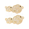 Brass Micro Pave Clear & Black Cubic Zirconia Connector Charms KK-G421-02G-2
