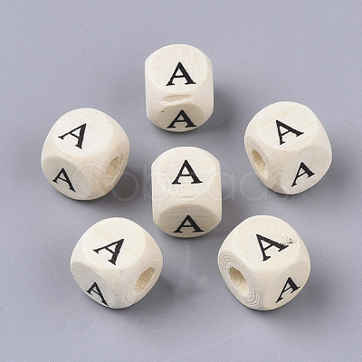 Printed Natural Wood Beads X-WOOD-T026-001A-1