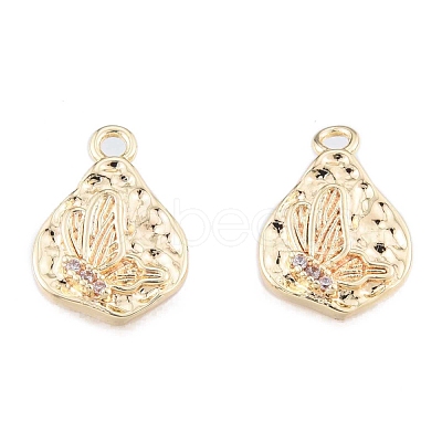 Brass Micro Pave Clear Cubic Zirconia Charms KK-N216-569LG-1