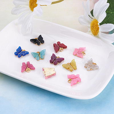 44Pcs 11 Colors Vintage Alloy Acrylic Charms PALLOY-TA0002-38-1