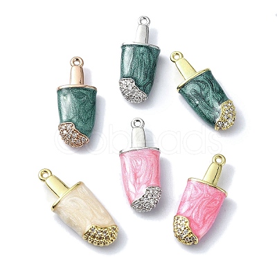 Rack Plating Brass Pave Cubic Zirconia Pendants KK-M282-03-1