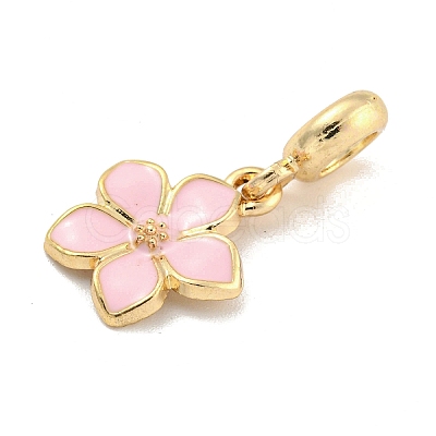 Rack Plating Alloy Enamel Flower European Dangle Charms FIND-B034-55G-1