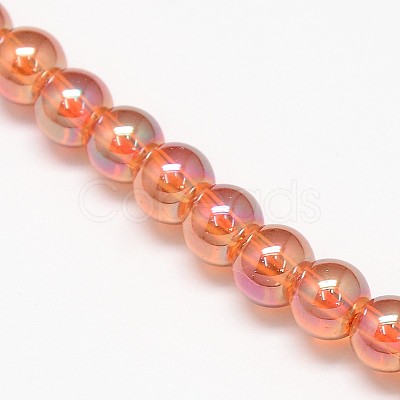 Electroplate Crystal Glass Round Beads Strands EGLA-F037-6mm-A07-1