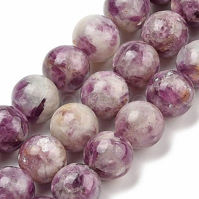 Natural Lepidolite/Purple Mica Stone Beads Strands G-G160-A01-03-1