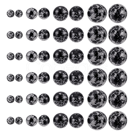 ARRICRAFT 179pcs 4 Sizes Synthetic Snowflake Obsidian Beads G-AR0005-39-1