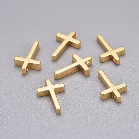 Brass Tiny Cross Charms KK-L189-05G-1