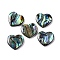 Natural Paua Shell Epoxy Resin Cabochons, Heart, 12.5x13.5x2.5mm