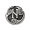 Rune Letters Alloy Pendants, Round, Antique Silver, 25x3mm, Hole: 1.6mm