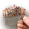 Natural Crystal Hair Combs, with Alloy Crown Hair Bands, for Women Girls, Camel, 78x37mm