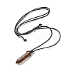 Natural Tiger Eye Bullet Pendant Necklace with Waxed Cords for Women NJEW-M196-02A-2