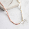 Faceted Round Natural Pink Opal & Shell Pearl Beaded Necklaces NJEW-L125-005G-02-4