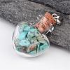 Heart Glass Bottle with Natural & Synthetic Mixed Stone Inside Pendants PALLOY-JF00172-2