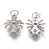 Brass Micro Pave Clear Cubic Zirconia Charms ZIRC-C020-43P-2