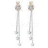 Eco-Friendly Brass Micro Pave Cubic Zirconia Dangle Stud Earring EJEW-EE0004-17GP-1