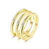 Trendy Gold Plated Brass Cubic Zirconia Wide Band Finger Rings RJEW-BB15365-6G-1