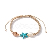 Natural Shell & Pearl & Synthetic Turquoise Braided Bead Bracelets BJEW-JB09914-3