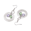 Glass Oval Dangle Earrings EJEW-JE05724-01-4