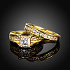 Classic 316L Titanium Steel Cubic Zirconia Couple Rings for Women RJEW-BB07014-7G-2
