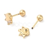 Paw Print Bow Brass Micro Pave Clear Cubic Zirconia Ear Plug Gauges EJEW-L289-03G-02-2