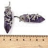 Natural Amethyst Double Terminal Pointed Pendants G-C144-03P-02-3