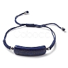 Curved Rectangle Natural Lapis Lazuli Adjustable Nylon Cord Braided Bead Bracelets for Women Men BJEW-JB10280-02-1