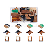 Cheriswelry 12Pcs 6 Styles Transparent Resin & Walnut Wood Pendants RESI-CW0001-14-17