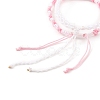 2Pcs 2 Colors Peach Blossom Braided Cord Bracelet BJEW-JB07610-02-5