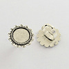 Adjustable Iron Flower Finger Ring Components Alloy Cabochon Bezel Settings PALLOY-Q300-17AS-NR-1