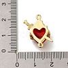 Brass FireBrick Cubic Zirconia Rose Heart with Sword Connector Charms KK-R002-27G-01-3