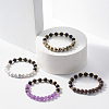 Natural Wood & Stone Round Beaded Stretch Bracelet BJEW-JB07817-2