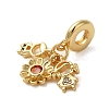 Rack Plating Brass Pave Colorful Cubic Zirconia European Dangle Charms KK-P279-44G-2