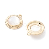 Rack Plating Brass Flat Round Charms with Shell KK-A183-24G-2