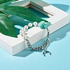 Natural Amazonite & Shell Pearl Beaded Bracelet for Girl Women X1-BJEW-TA00022-2