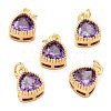 Real 18K Gold Plated Brass Inlaid Cubic Zirconia Charms ZIRC-L100-076G-2